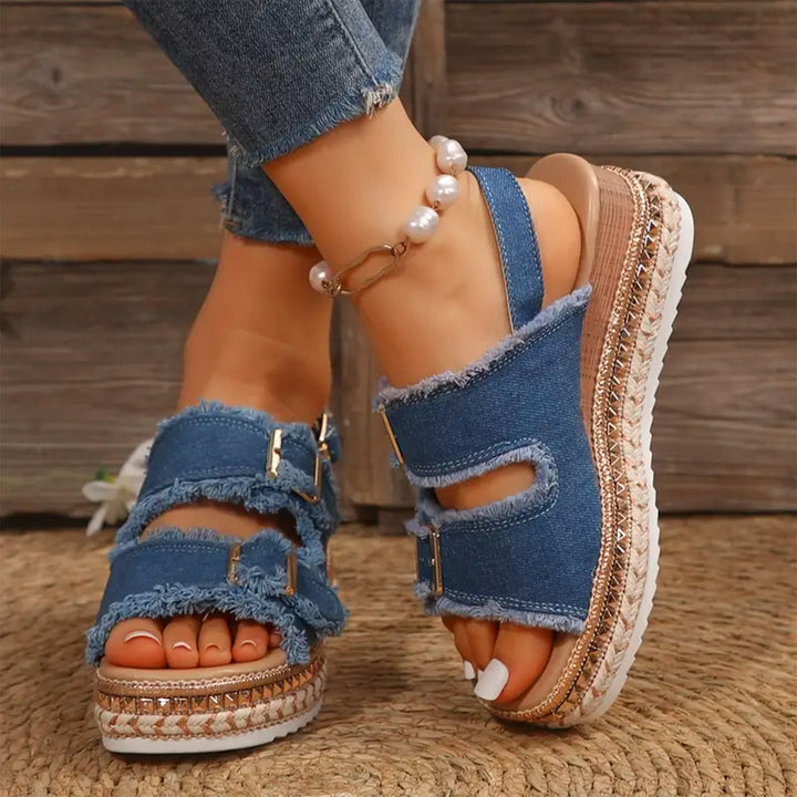 AKELA - Casual Denim Wedges