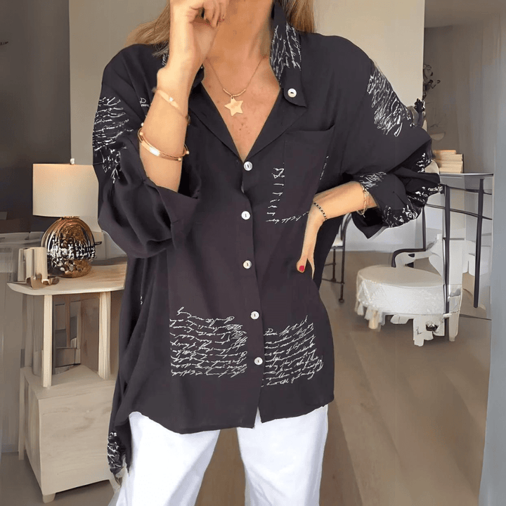 TINIRA | Script Button-Up Shirt