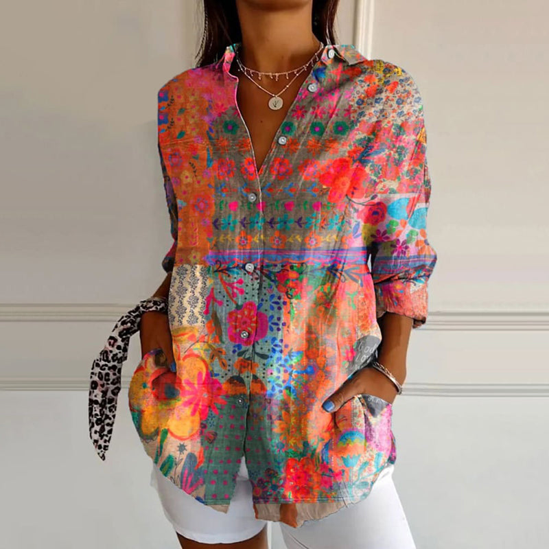 KONAH™ -  Vintage Floral Print Blouse