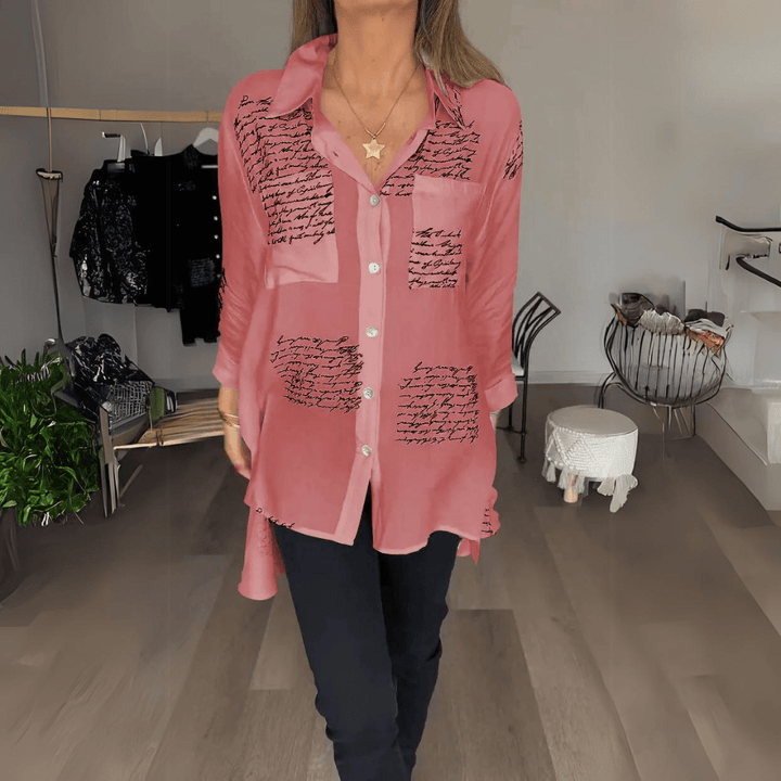 TINIRA | Script Button-Up Shirt