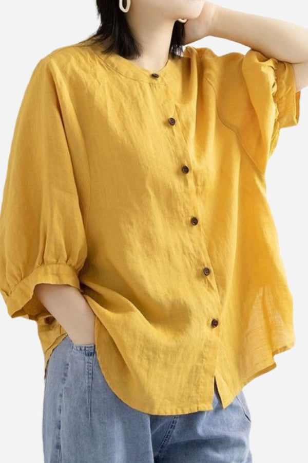 Zelina - Relaxed Loose Breathable Linen Blouse