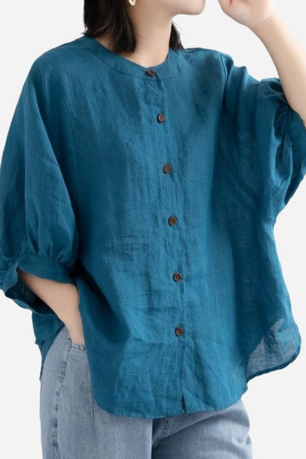 Zelina - Relaxed Loose Breathable Linen Blouse