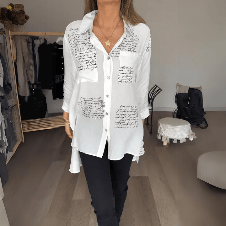 TINIRA | Script Button-Up Shirt