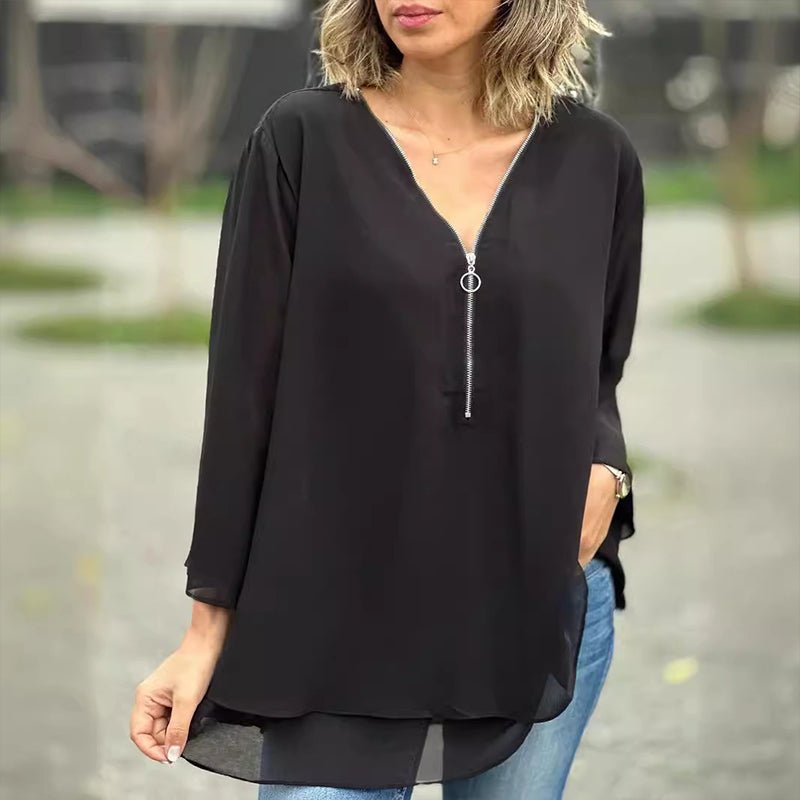VERONI | Chiffon Zipper Blouse