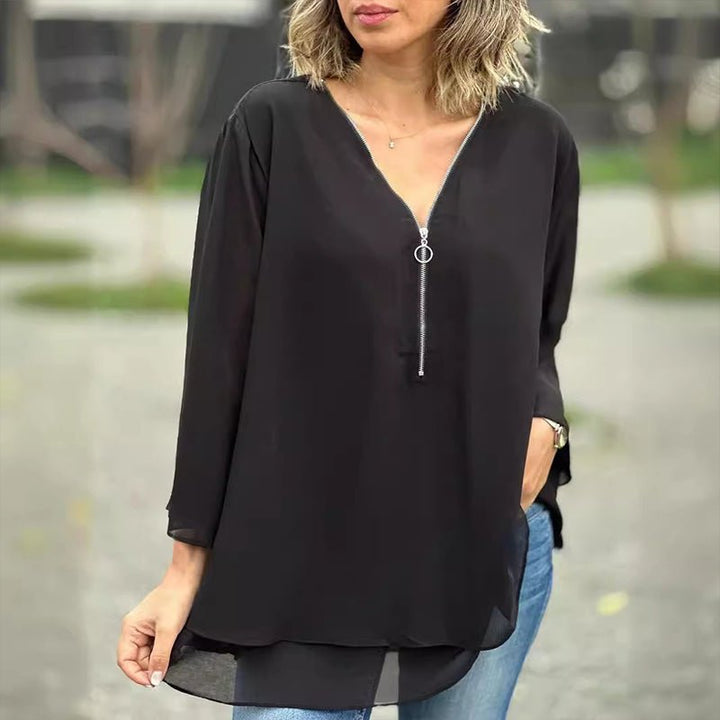 VERONI | Chiffon Zipper Blouse