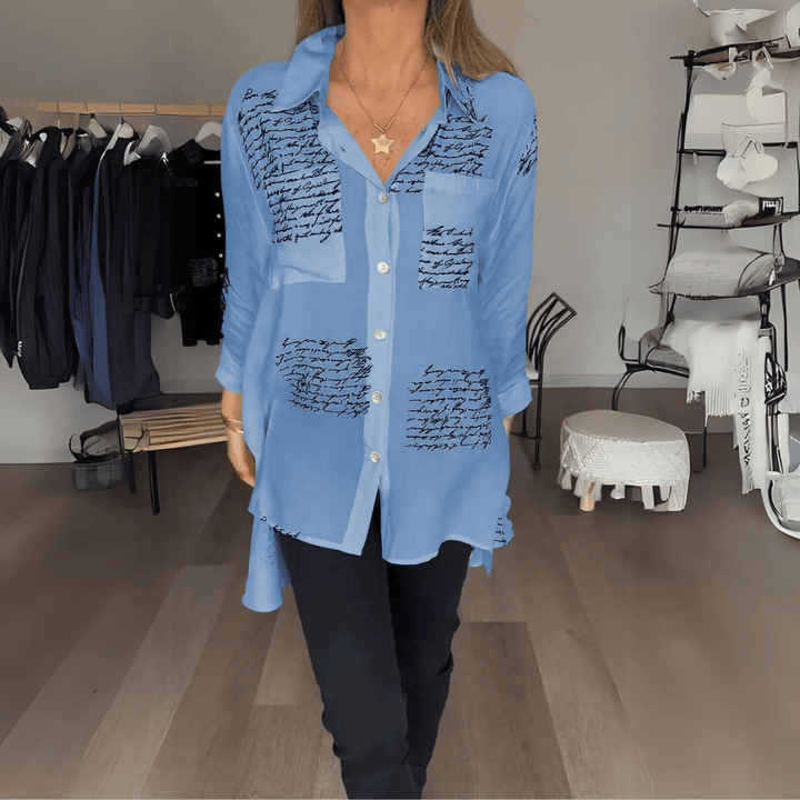 TINIRA | Script Button-Up Shirt