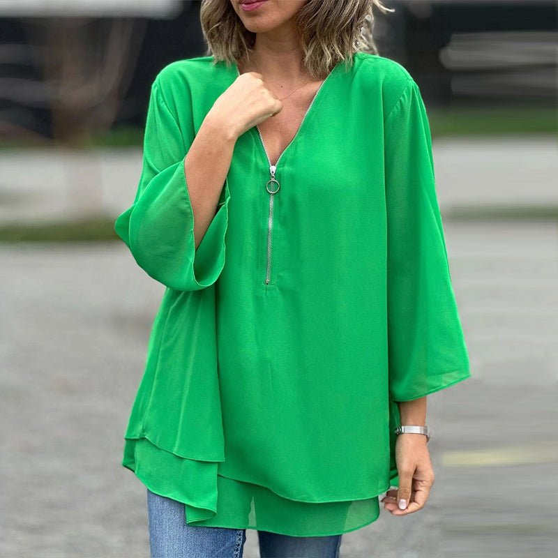 VERONI | Chiffon Zipper Blouse