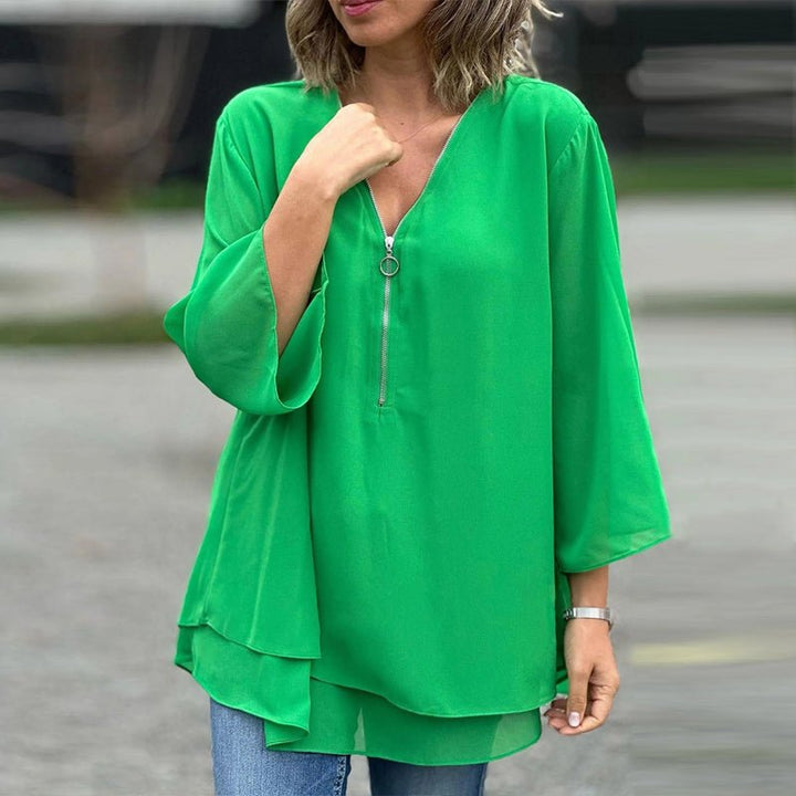 VERONI | Chiffon Zipper Blouse