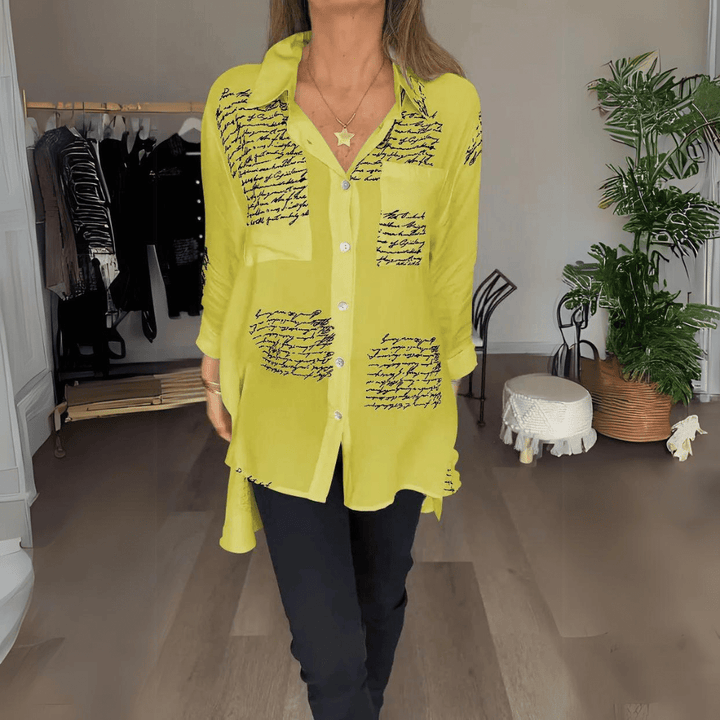 TINIRA | Script Button-Up Shirt
