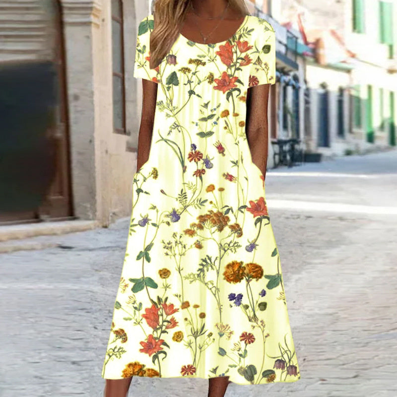 CHICA | Elegant Boho Floral Maxi Dress with Tummy Coverage