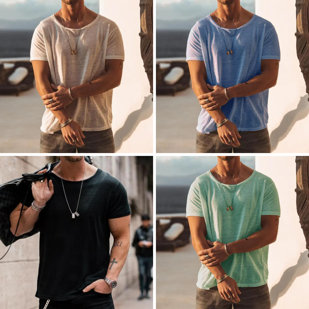 DABLIN - Men's Casual Solid Color Loose Round Neck Short Sleeve T-Shirt