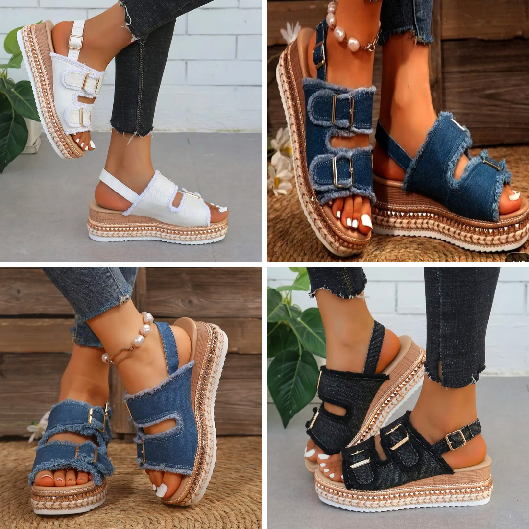 AKELA - Casual Denim Wedges