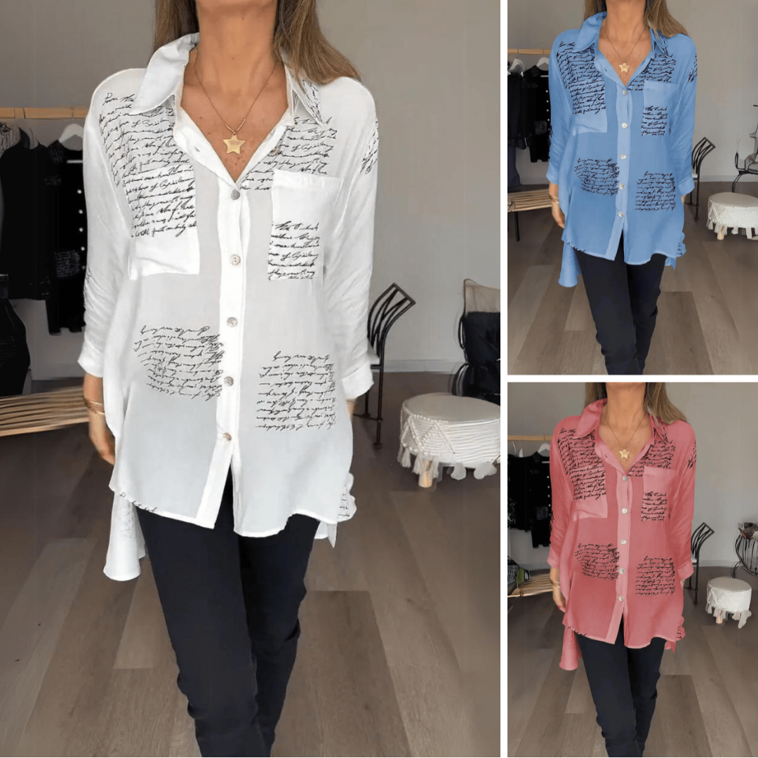 TINIRA | Script Button-Up Shirt
