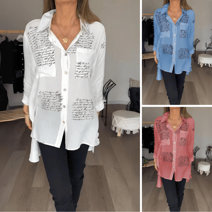 TINIRA | Script Button-Up Shirt
