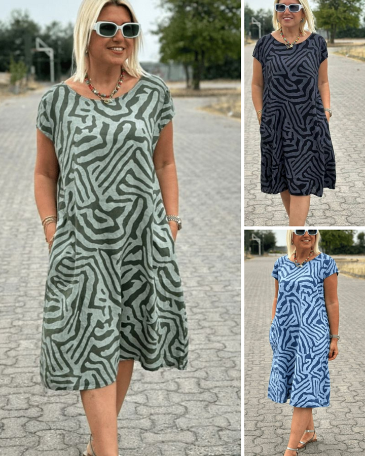 VANISA™ | Print Dress with Round Neckline