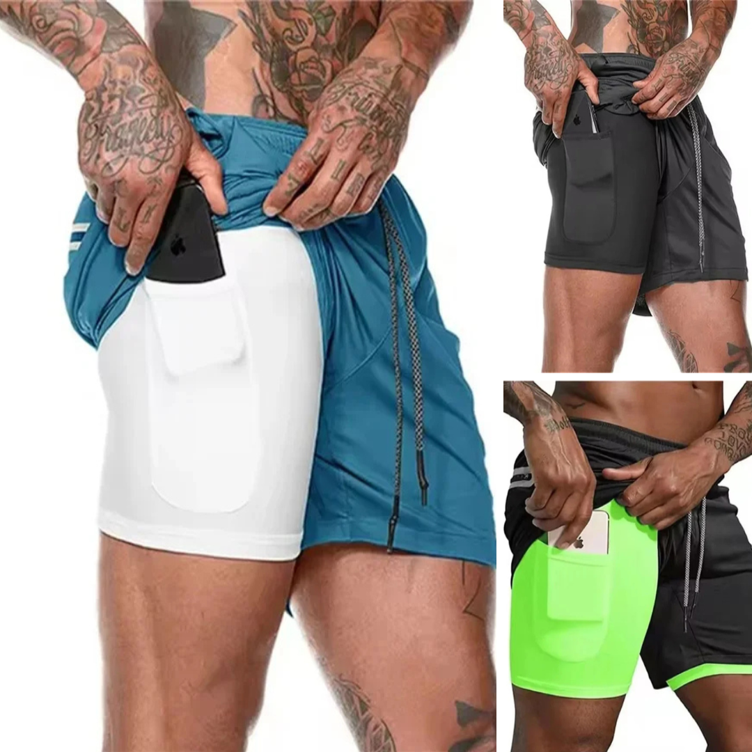 DUALFLEX™ – MEN'S 2-IN-1 SPORTS SHORTS – BREATHABLE & COMFORTABLE