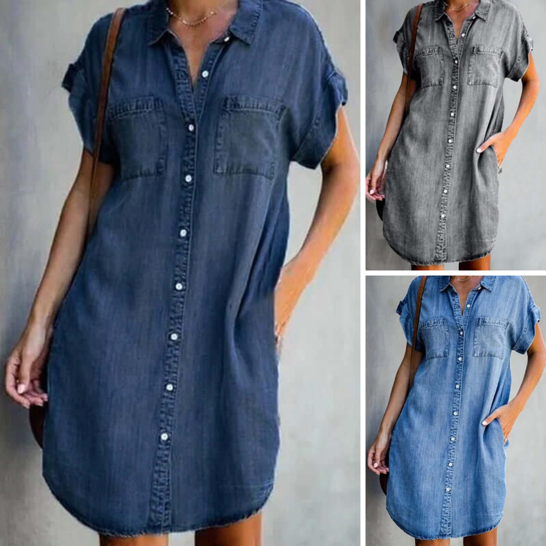 Mora™ - Chic Denim Dress with Flattering Belly Coverage