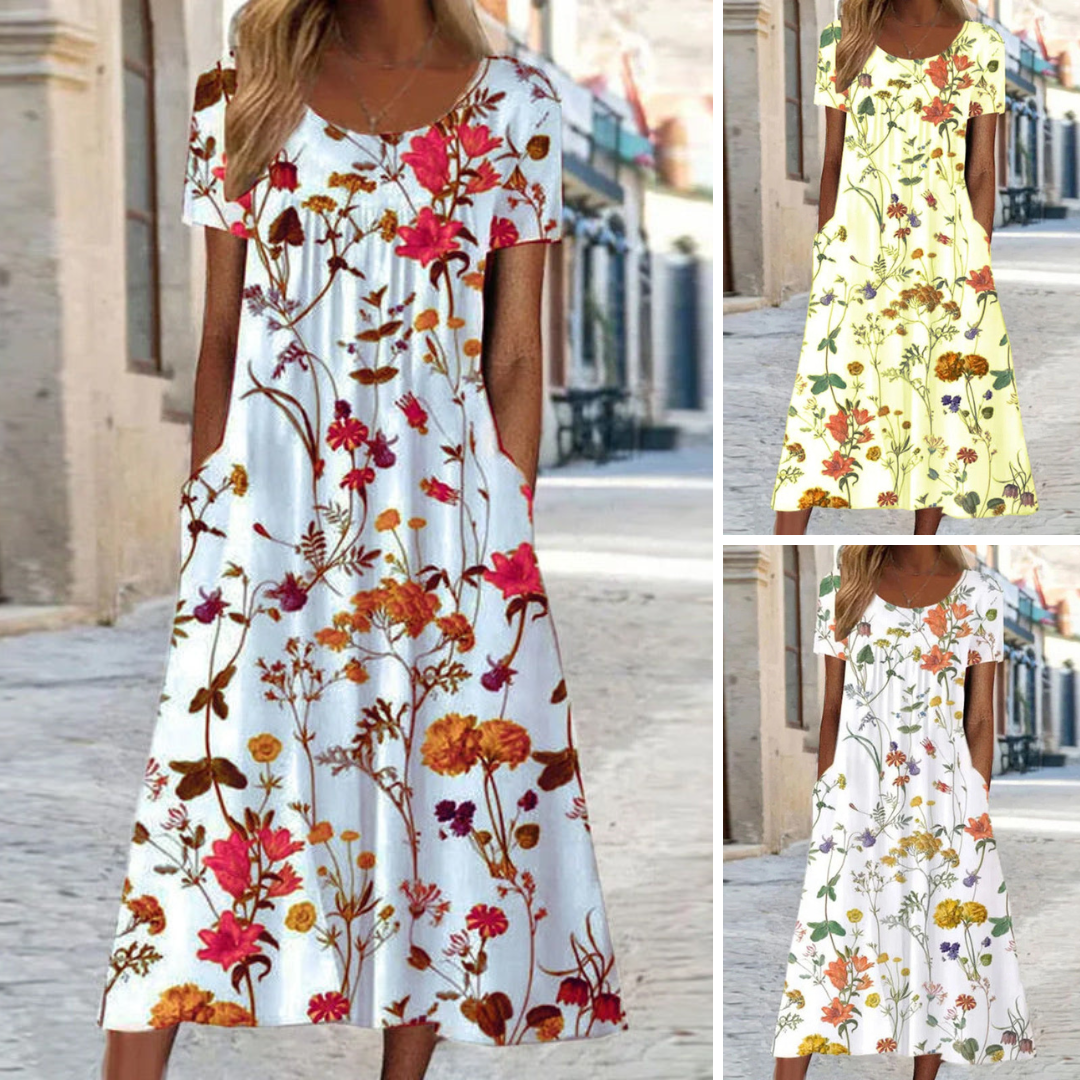 CHICA | Elegant Boho Floral Maxi Dress with Tummy Coverage