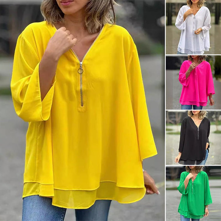 VERONI | Chiffon Zipper Blouse