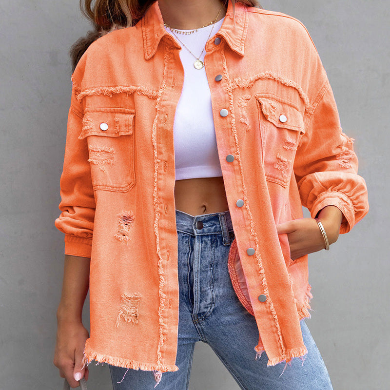 Kaia™ - Ripped Denim Jacket