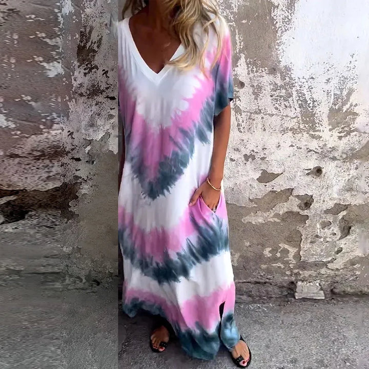 IORA™ – Boho Tie-Dye Maxi Dress