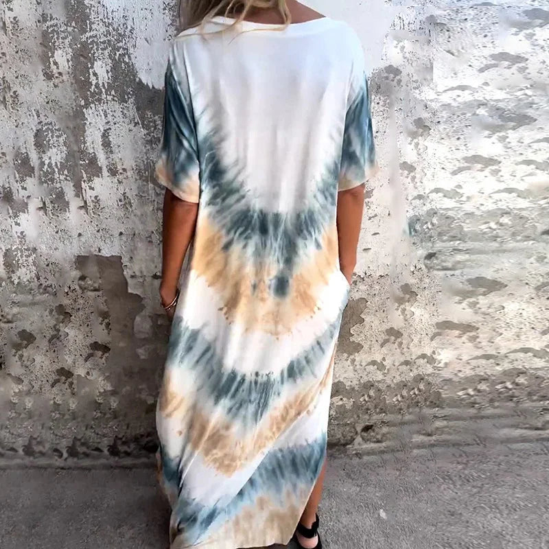 IORA™ – Boho Tie-Dye Maxi Dress