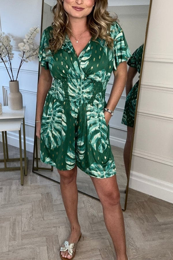 KIMI™ - Leafy Print Romper