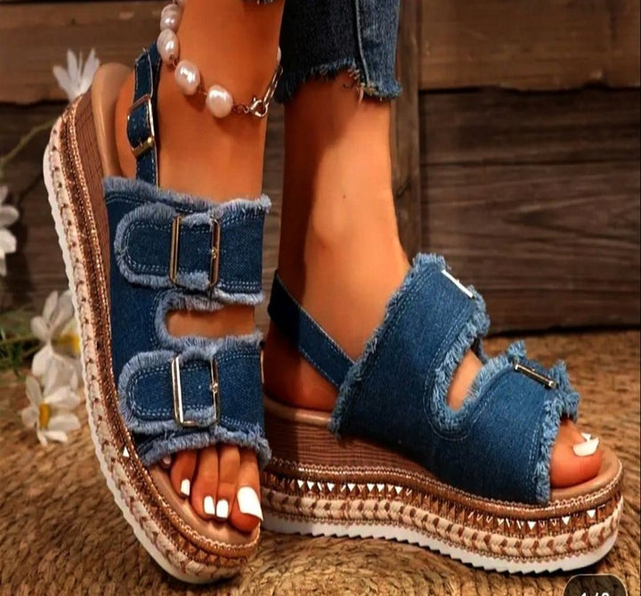 AKELA - Casual Denim Wedges