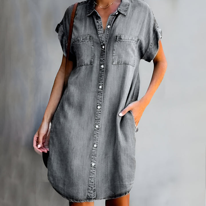 Mora™ - Chic Denim Dress with Flattering Belly Coverage