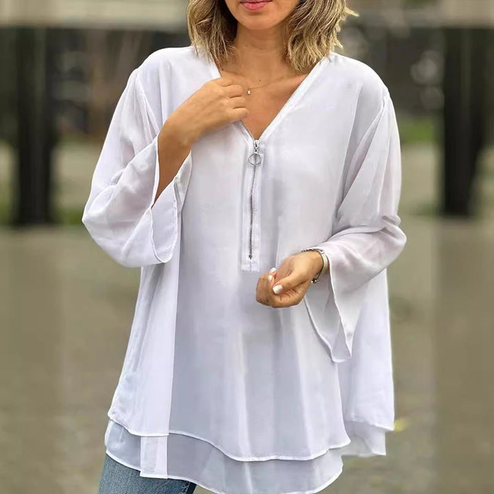 VERONI | Chiffon Zipper Blouse